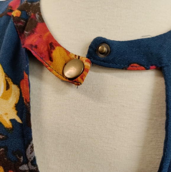 Blu Pepper | Floral Longline Tunic Blouse Top Size Small /Navy - Picture 4 of 16